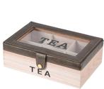 Theedoos met grijs leer en 6 vakjes, Ophalen of Verzenden, Nieuw