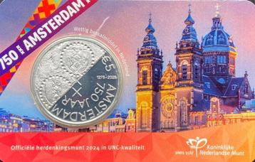 2024 COINCARD 5 EURO 750 JAAR AMSTERDAM VIJFJE *UNC* beschikbaar voor biedingen