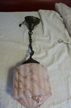 ART DECO,HANGLAMP,1920-30, Gebruikt, 50 tot 75 cm, Ophalen of Verzenden, Glas