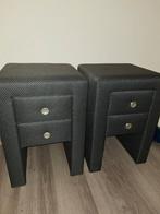 Twee gestoffeerde nachtkastjes, antraciet kleurig, Ophalen, Gebruikt, Minder dan 45 cm, 55 tot 70 cm