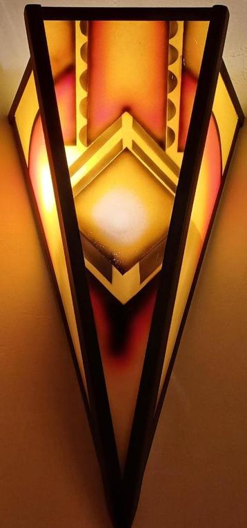 2 Art deco glazen wand lampen amsterdamse school  beschikbaar voor biedingen