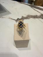 Vintage 14k Gouden Ring met Saffier - Maat 18, 18 tot 19, Gebruikt, Goudpunt, Geel