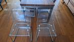 2 moderne, transparante eetkamerstoelen, Huis en Inrichting, Ophalen, Gebruikt, Overige kleuren