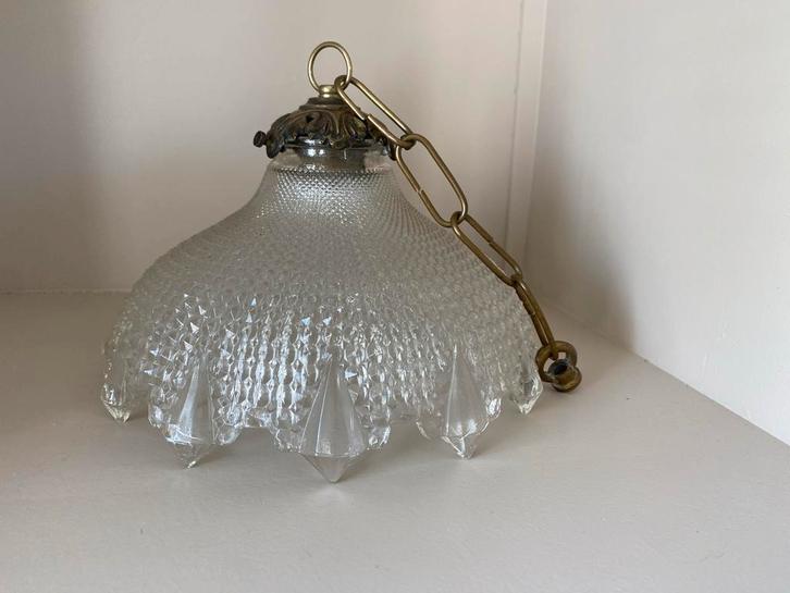 Holophane Hanglamp - Vintage/Antiek Stijl, Huis en Inrichting, Lampen | Hanglampen, Gebruikt, Minder dan 50 cm, Glas, Ophalen of Verzenden
