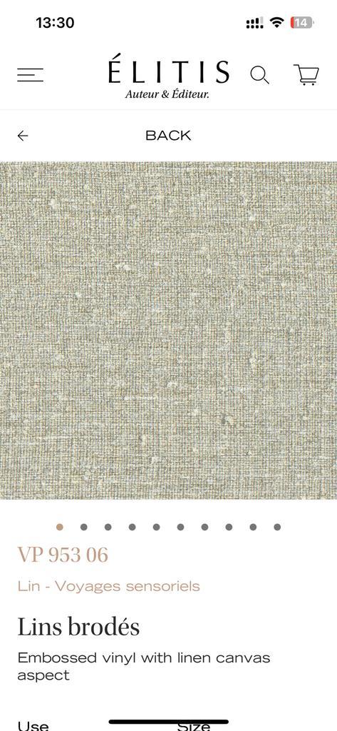 Elitis lins brodes vp 953 06, Huis en Inrichting, Stoffering | Behang, minder dan 10 m², Ophalen of Verzenden