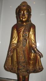 Goudkleurig staande Boeddhabeeld, Huis en Inrichting, Woonaccessoires | Boeddhabeelden, Gebruikt, Ophalen of Verzenden