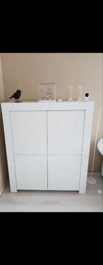 Witte Kast met Deuren en Planken Hoogglans, Ophalen, Overige materialen, Met deur(en), 100 tot 150 cm