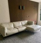 Hoekbank leer grijs/groen, Ophalen, Zo goed als nieuw, Leer, Modern