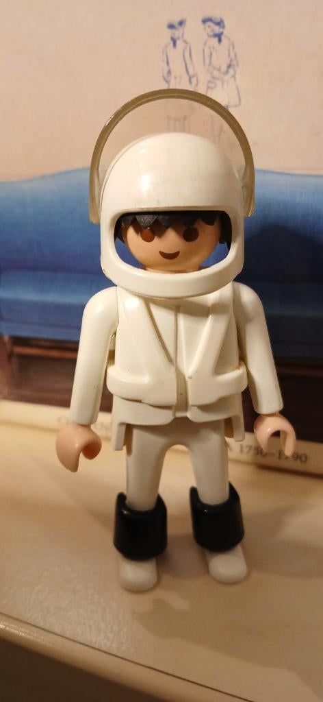 J) vintage PLAYMOBIL wit poppetje met helm:, Verzamelen, Poppetjes en Figuurtjes, Zo goed als nieuw, Ophalen of Verzenden
