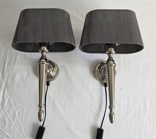 Wandlamp (2) - Verzilverd, Huis en Inrichting, Lampen | Wandlampen, Gebruikt, Metaal, Ophalen of Verzenden