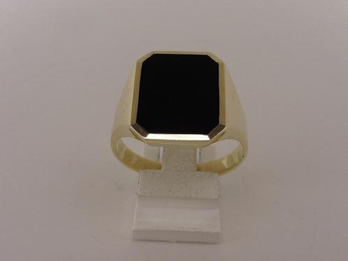 Gouden herenring met onix                                G49, Sieraden, Tassen en Uiterlijk, Ringen, Gebruikt, Heer, 20 of groter
