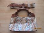 Bandolera vintage tas en riem set, slangprint., Ophalen, Zo goed als nieuw, Bruin, Handtas