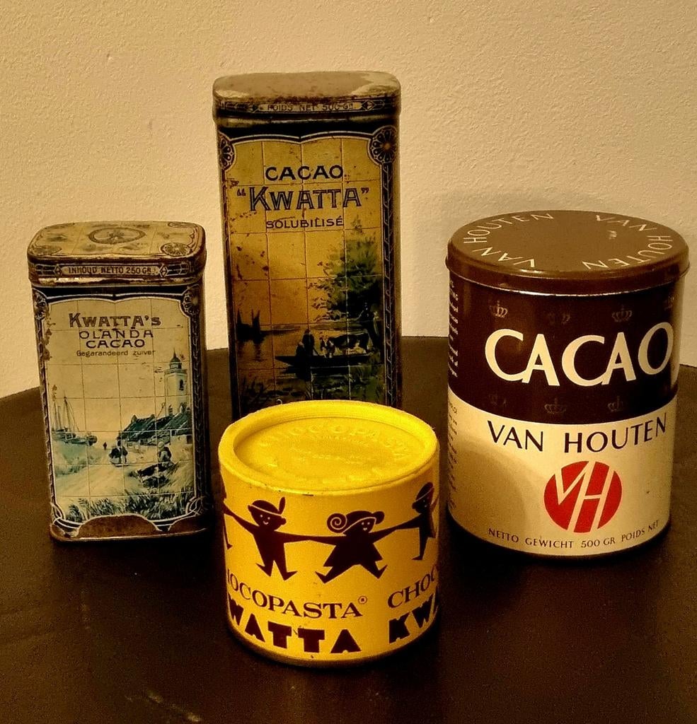 Vintage Cacao Blikken Kwatta & Van Houten, Ophalen of Verzenden