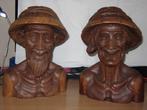 Buste van man en vrouw - Bali/Indonesisch houtsnijwerk., Ophalen of Verzenden