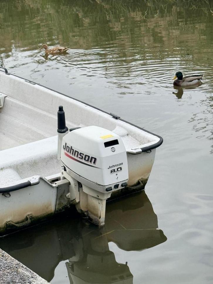 Bootje met 8 pk, Watersport en Boten, Motorboten en Motorjachten, Gebruikt, Polyester, Tot 6 meter, Benzine, Buitenboordmotor