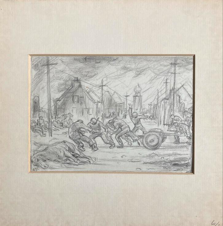 Arie Martinus Luijt - Originele potlood en pentekening., Antiek en Kunst, Kunst | Tekeningen en Foto's, Ophalen of Verzenden