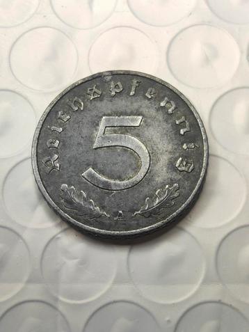 Set van 5 Reichspfennig munten – Duitsland WO2 jaren '40  beschikbaar voor biedingen