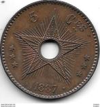 congo 5 centimes 1887 km3 xf+!!!!, Postzegels en Munten, Munten | Afrika, Verzenden, Overige landen, Losse munt