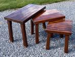 Vintage Houten Bijzettafels - Set van 3, Ophalen, Minder dan 45 cm, Minder dan 55 cm, Gebruikt