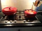 2 gietijzeren braadpannen, Huis en Inrichting, Keuken | Potten en Pannen, Ophalen, Gebruikt, Gietijzer, Keramische plaat