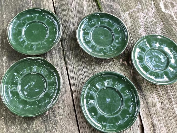Apilco France Groen Goud Schotels, Antiek en Kunst, Antiek | Servies los, Ophalen