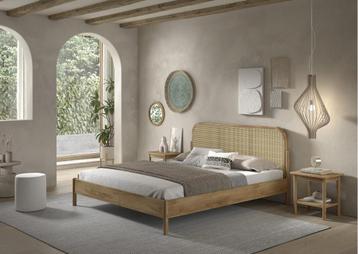 Olive rotan 2-persoonsbed - Massief eiken beschikbaar voor biedingen