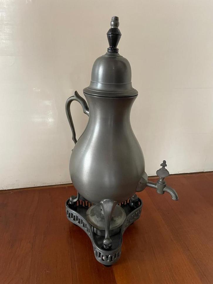 Antieke Tinnen Koffiekan met Rechaud, Antiek en Kunst, Antiek | Tin, Ophalen