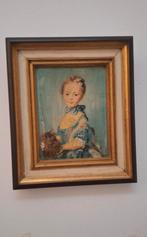 Mooi schiderijtje van dame in het blauw., Ophalen of Verzenden