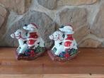 2 kerstbeeldjes waxinelichtjeshouder, Ophalen of Verzenden, Gebruikt