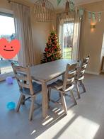 Eiken Eetkamertafel met 8 stoelen, Ophalen, Gebruikt, Eikenhout, 50 tot 100 cm