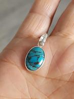 925 zilveren hanger met Blauwe Koper Turquoise steen, O.T., Blauw, Nieuw, Ophalen of Verzenden