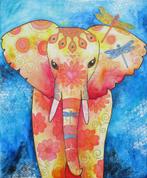 Schilderij van Olifant handgeschilderd, Nieuw, Ophalen of Verzenden, Schilderij, 50 tot 75 cm