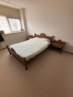 Vintage Eiken Bed circa 150x200 met nachtkastjes, Huis en Inrichting, Slaapkamer | Bedden, Ophalen, Gebruikt, Bruin, Tweepersoons