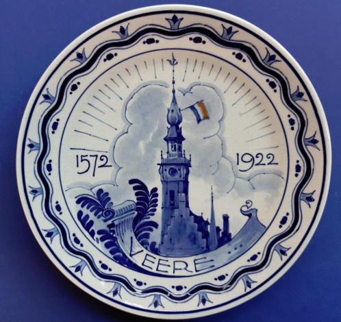 Porceleyne Fles 1922 Bevrijding Veere 80jr Oorlog 18cm (3), Antiek en Kunst, Antiek | Wandborden en Tegels, Verzenden