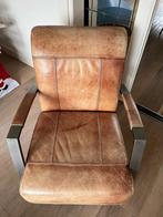 Cognac leren fauteuil, Huis en Inrichting, Fauteuils, Ophalen, Gebruikt, Leer, 75 tot 100 cm