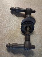 Antieke deurklinken handje met rozetten, Ophalen of Verzenden