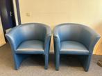 Blauw leren stoelen, Huis en Inrichting, Stoelen, Ophalen, Gebruikt, Twee, Blauw