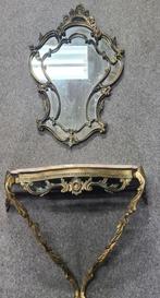 Antiek Frans brocante set barokke spiegel console marmer, Antiek en Kunst, Ophalen, Ovaal, Minder dan 50 cm, 100 tot 150 cm
