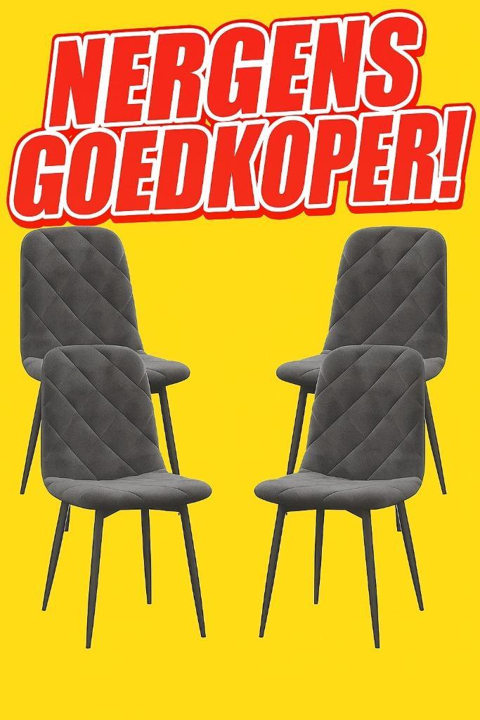 SUPERDEAL Stoel Incl btw 49,95 / Ex btw  41,28 Eetkamerstoel, Huis en Inrichting, Stoelen, Nieuw, Eén, Stof, Grijs, Ophalen