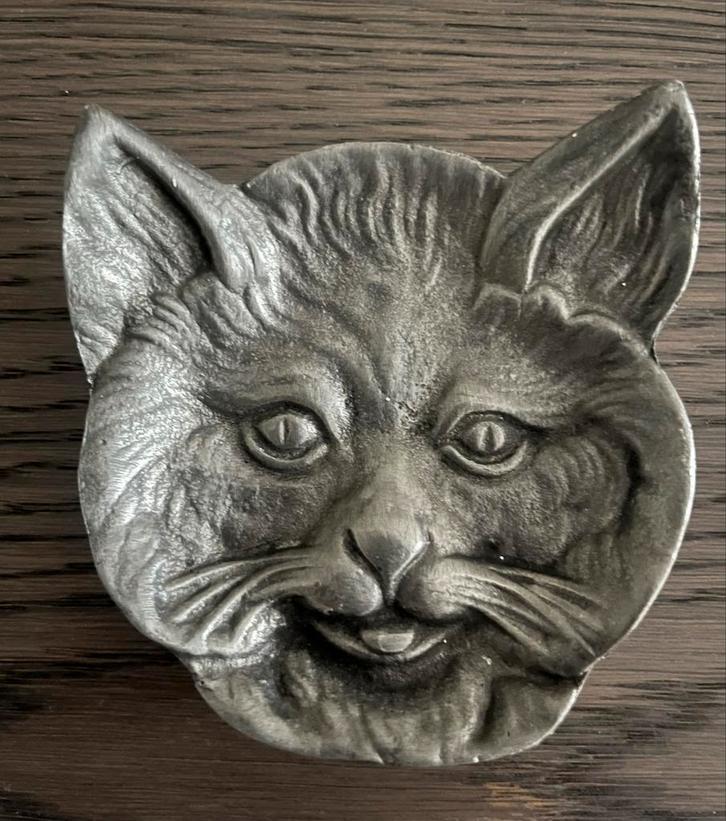 Tinnen Kattenbeeld/asbakje, Antiek en Kunst, Antiek | Tin, Ophalen of Verzenden