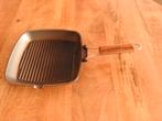 Grillpan 28 cm met inklapbare houten steel en schenktuit, Ophalen of Verzenden, Zo goed als nieuw, Aluminium, Pannenset