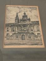 Oude gravure Stadhuis van Leiden ingelijst stadsgezicht, Ophalen