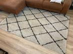 Vloerkleed 160x130cm - Fraai Grand Lines wit zwart ruit, Ophalen, 100 tot 150 cm, Zo goed als nieuw, Crème