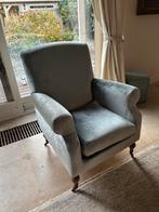 Comfortabele fauteuil in lichtblauw fluweel., Ophalen, Zo goed als nieuw, Hout, 75 tot 100 cm