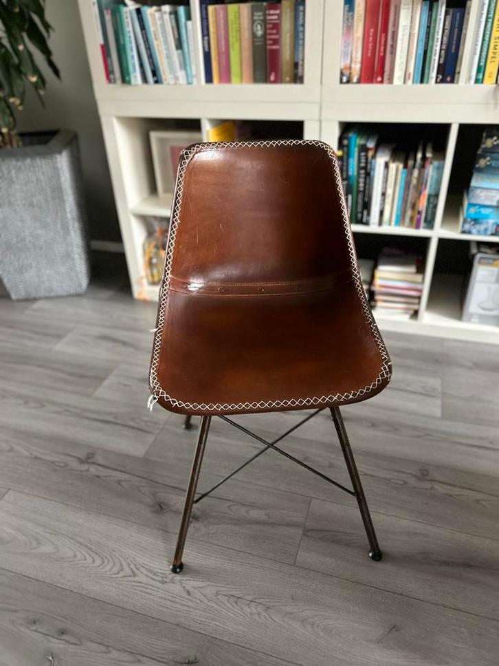 6 Vintage Leren Kuipstoelen, Huis en Inrichting, Stoelen, Gebruikt, Vijf, Zes of meer stoelen, Kunststof, Bruin, Ophalen of Verzenden