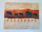 Schilderij met olifanten - ZGAN, Ophalen, Zo goed als nieuw, Schilderij, 50 tot 75 cm