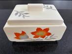Art Deco aardewerk koekjestrommel met bloemendecor., Ophalen of Verzenden