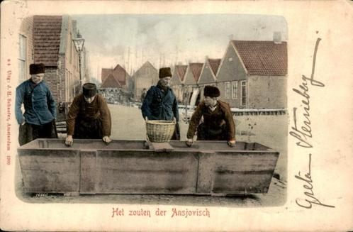 Het Zouten der Ansjovisch ?, Verzamelen, Ansichtkaarten | Nederland, Gelopen, Noord-Holland, Voor 1920, Ophalen of Verzenden