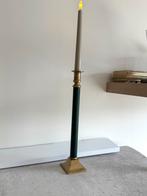 Vintage messing kandelaar met groene marmerlook voet, Ophalen of Verzenden, Gebruikt, Overige materialen, Minder dan 25 cm