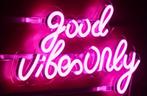 Neon verlichting led 'Good vibes only' op plexiglas, Huis en Inrichting, Lampen | Wandlampen, Nieuw, Ophalen of Verzenden
